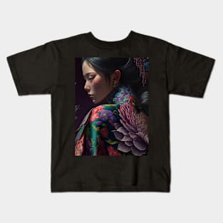 Geisha in floral kimono Kids T-Shirt